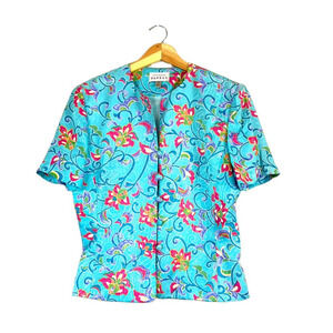 Vintage 100% Silk Floral Adrianna Papell Skirt Suit Set 10